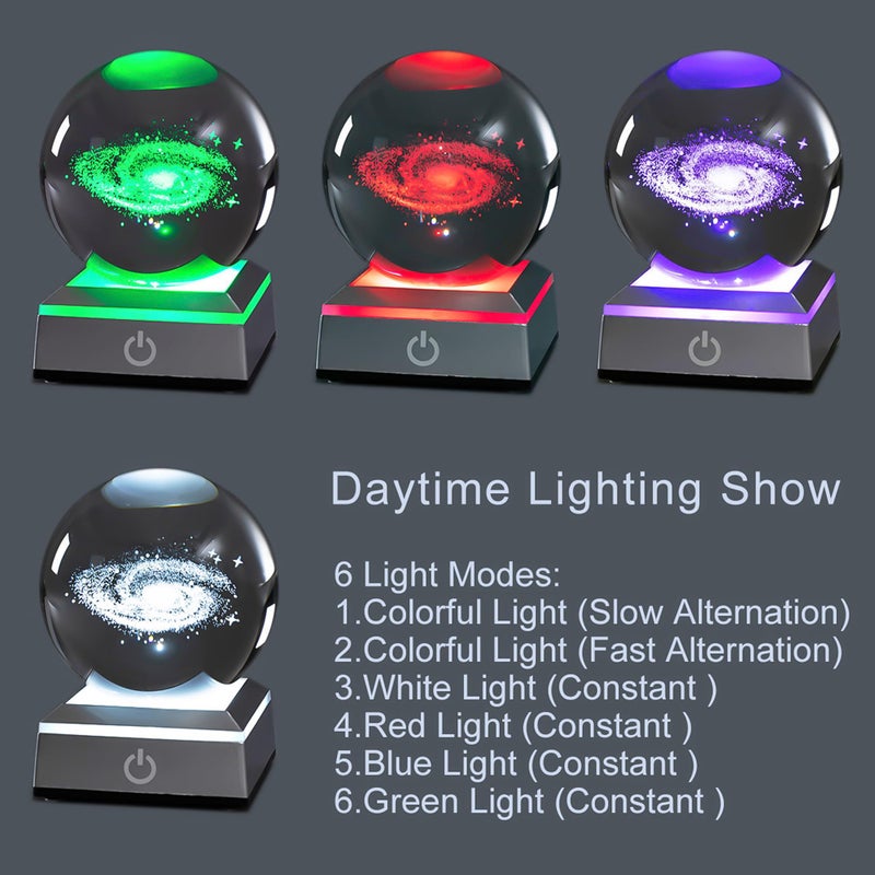 hochance 3D Galaxy Milk Way Crystal Ball Nightlight Multicolor Decolamp for Science Astronomy Space, for Boyfriends Husband Him,Presents for Fathers Kids Boys Birthday - Image 3